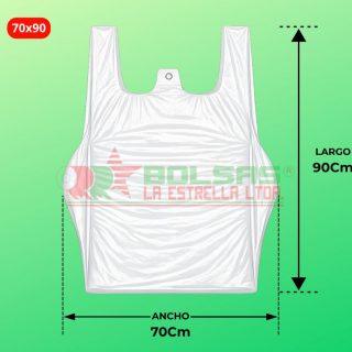 Bolsas Camiseta 70x90 - Sacos (1.000 Unds), Blanco (Virgen)